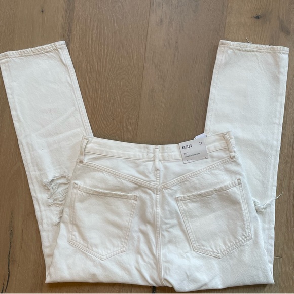 Agolde High Waisted Straight Leg White Denim with Button Fly Size 27 - Picture 10 of 11